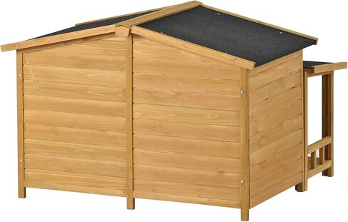 LUSPAZ 47.2 Inch Large Wooden Dog House Outdoor, Outdoor and Indoor Dog Crate, Cabin Style, with 2 Doors Porch, Wood in Saudi Arabia