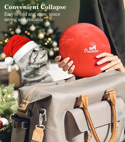 سرير نفق للقطط من باوابو تحت شجرة عيد الميلاد، 35.4 بوصة لعبة قطط عيد الميلاد نفق دائري مع كرة لعبة، نفق أنبوبي كيتي قابل للطي احتفالي لعيد الميلاد للحيوانات الصغيرة (شجرة عيد الميلاد الحمراء) in Kuwait