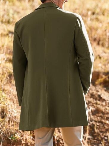 Men's Trench Coat Slim Fit Notch Lapel Single Breasted Top Coat Winter Warm Cotton Business Long Jacket Overcoat in Kuwait