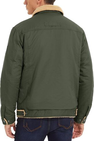 MAGCOMSEN Men's Cargo Jacket Cotton Thicken Lined Sherpa Jackets Winter Warm Turn-down Collar Coats Multi Pockets in Saudi Arabia