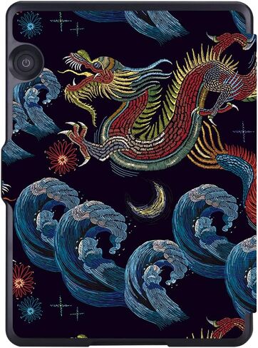 Painting Case for Kindle Voyage (300 PPI, 2014 Released) Only - Cover with Auto Sleep/Wake, Black Dragon in Saudi Arabia