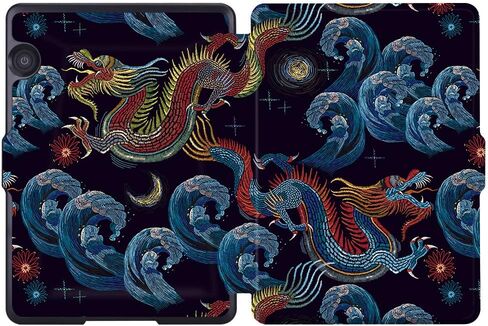 Painting Case for Kindle Voyage (300 PPI, 2014 Released) Only - Cover with Auto Sleep/Wake, Black Dragon in Saudi Arabia