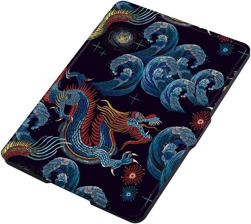 Painting Case for Kindle Voyage (300 PPI, 2014 Released) Only - Cover with Auto Sleep/Wake, Black Dragon in Saudi Arabia