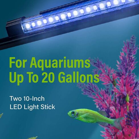 عصا إضاءة LED مقاس 10 بوصات من GloFish عدد 2 - أضواء حوض السمك باللونين الأبيض والأزرق - أحجام الخزانات تصل إلى 75 جالونًا in Saudi Arabia