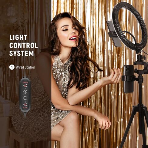 NEEWER 10" RGB Ring Light with Tripod Stand & 2 Phone Holders, Dimmable Selfie Ring Light with 29 Colors for Makeup/Live Streaming/YouTube/Tiktok/Video Shooting, RGB10-H in Saudi Arabia