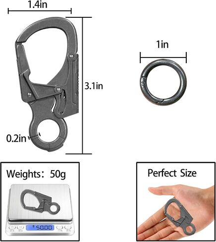 Muscular Carabiner Hook，3.1" Aolly Thick Keychain Clip for Man, Outdoor Camping, Hiking Accessories, Key Ring. in Saudi Arabia