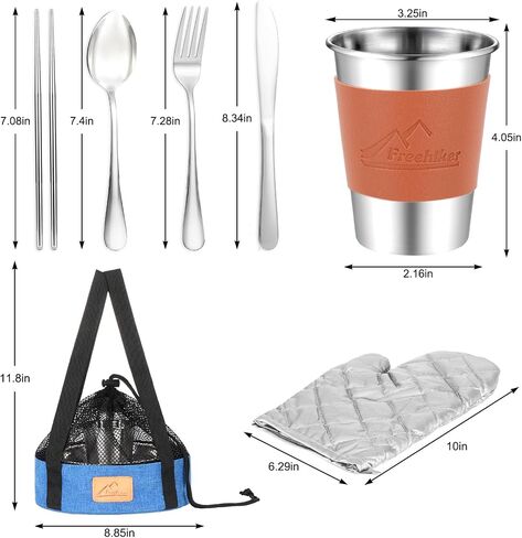 Camping Mess Kit - 1 to 2 persons Camping Dishes includes Cups, Bowls, Knives, Forks, Spoons, Camping Dinnerware Set Camping Cooking Utensils Accessories Plates Dinnerware Set in Saudi Arabia