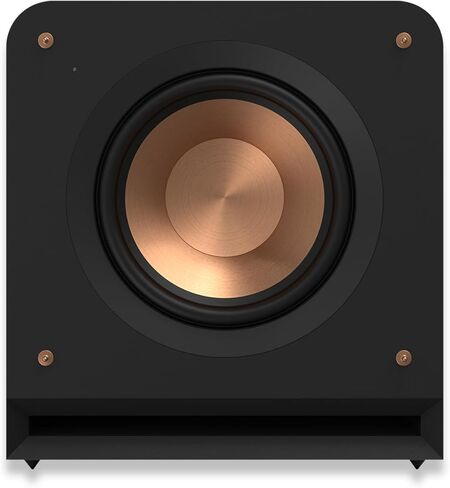 Klipsch RP-1000SW: مضخم صوت عالي الجودة مقاس 10 بوصات لصوت جهير فائق - حزمة من خشب الأبنوس مع سلك مكبر صوت بطول 100 قدم بطول 16 AWG + مقابس مكبر صوت نحاسية، 5 أزواج in Kuwait