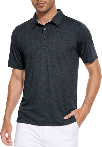 MAGCOMSEN Men's Short Sleeve Polo Golf Shirts 3-Button Moisture Wicking Athletic T-Shirts Casual Collared Shirt in Kuwait