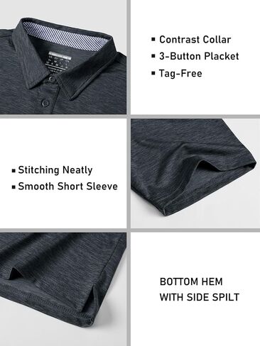 MAGCOMSEN Men's Short Sleeve Polo Golf Shirts 3-Button Moisture Wicking Athletic T-Shirts Casual Collared Shirt in Kuwait