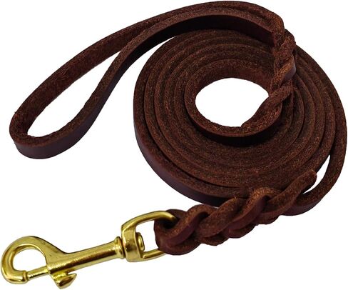 LWBMG Leather Dog Leash for Small Dogs 6ft,Thin Leather Braied Dog Leash, Soft Genuine Leather Dog Training Leash for Small & Medium Dogs （3/8" X 6', Brown） in Saudi Arabia
