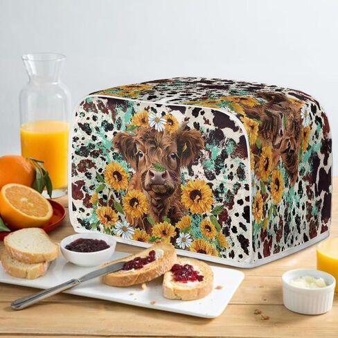 Highland Cow Toaster Dust Cover 4 Slice, Anti-Sputtering Toaster Covers, Washable Decorative Bread Toaster Cover, Dust Fingerprint Protection for Toasters Bread Maker, Brown and Yellow in Kuwait