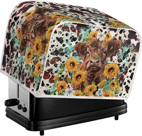 Highland Cow Toaster Dust Cover 4 Slice, Anti-Sputtering Toaster Covers, Washable Decorative Bread Toaster Cover, Dust Fingerprint Protection for Toasters Bread Maker, Brown and Yellow in Kuwait