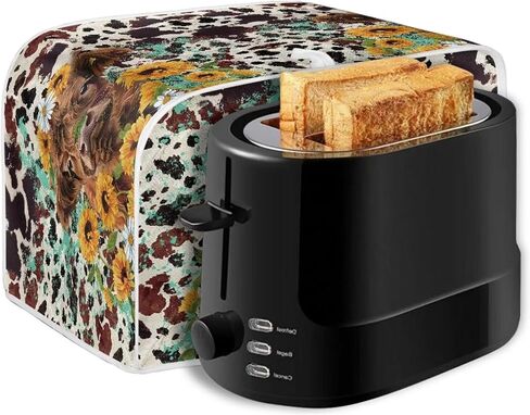 Highland Cow Toaster Dust Cover 4 Slice, Anti-Sputtering Toaster Covers, Washable Decorative Bread Toaster Cover, Dust Fingerprint Protection for Toasters Bread Maker, Brown and Yellow in Kuwait
