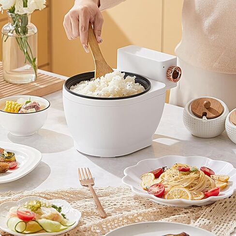 طباخ أرز صغير، طباخ كهربائي على شكل مرحاض، طباخ بطيء، طباخ أرز ممتع، 2 كوارت 6 أكواب أرز مطبوخ (3 أكواب أرز غير مطبوخ) مناسب للمعكرونة والمعكرونة والحساء مناسب للمهاجع والمكتب in Kuwait