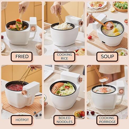طباخ أرز صغير، طباخ كهربائي على شكل مرحاض، طباخ بطيء، طباخ أرز ممتع، 2 كوارت 6 أكواب أرز مطبوخ (3 أكواب أرز غير مطبوخ) مناسب للمعكرونة والمعكرونة والحساء مناسب للمهاجع والمكتب in Kuwait