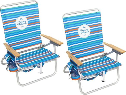 Tommy Bahama 2-Pack 4-Position Easy in-Easy Out Folding Backpack Beach Chair, Logo Stripe in Saudi Arabia