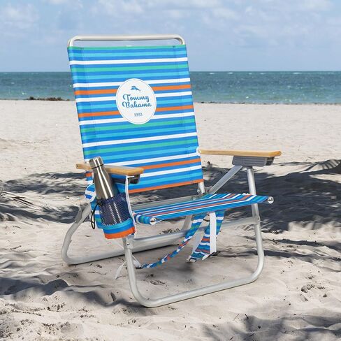 Tommy Bahama 2-Pack 4-Position Easy in-Easy Out Folding Backpack Beach Chair, Logo Stripe in Saudi Arabia