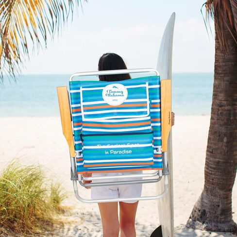 Tommy Bahama 2-Pack 4-Position Easy in-Easy Out Folding Backpack Beach Chair, Logo Stripe in Saudi Arabia