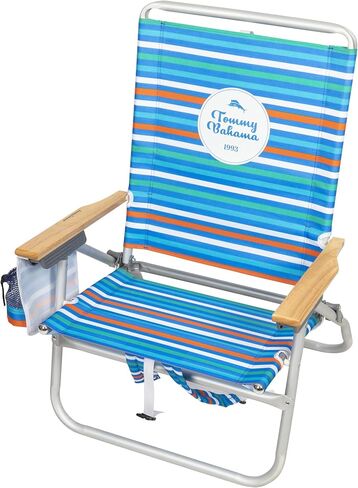 Tommy Bahama 2-Pack 4-Position Easy in-Easy Out Folding Backpack Beach Chair, Logo Stripe in Saudi Arabia