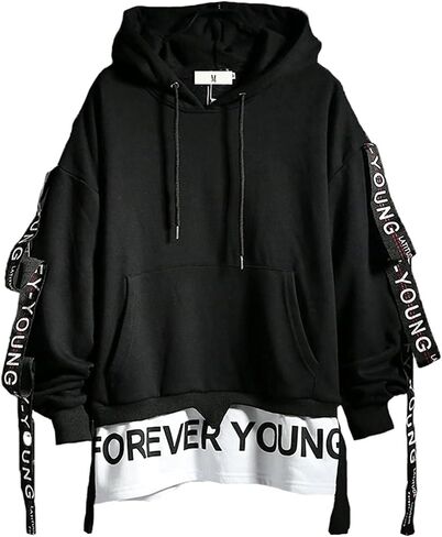 DUDHUH Mens Hoodie Fashion Pullover Letter Print Tracksuit Techwear Casual Coat Hip-Hop Sweatshirt in Kuwait
