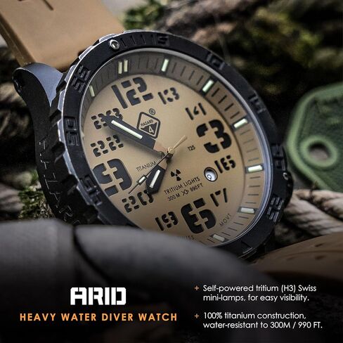 ساعة غوص الماء الثقيل تيتانيوم تريتيوم من هازارد 4(R): GMT WHT، BLK PVD، BLK Dial/WHT Graphics - GGYG in Kuwait