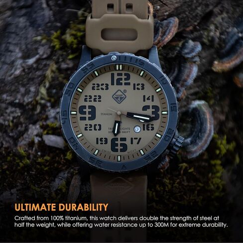 ساعة غوص الماء الثقيل تيتانيوم تريتيوم من هازارد 4(R): GMT WHT، BLK PVD، BLK Dial/WHT Graphics - GGYG in Kuwait
