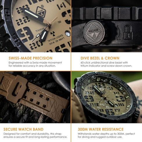 ساعة غوص الماء الثقيل تيتانيوم تريتيوم من هازارد 4(R): GMT WHT، BLK PVD، BLK Dial/WHT Graphics - GGYG in Kuwait