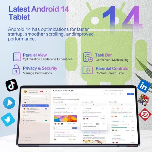 jumper Android 14 Tablet 15 inch 2.5K Display, Helio G99 Octa-Core Processor(Beat Unisoc T618), Gaming Tablet with Foldable Stand, 10000mAh, 256GB Storage, 4 Speakers, BT5.0, 2.4G/5G WiFi, 13MP Camera in Saudi Arabia
