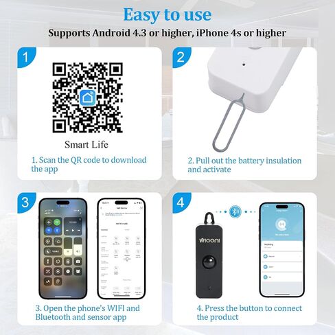 Smart Pir Motion Sensor, Presence Sensor with App Notification Alerts & Records, WiFi Motion Detector Alarm for Smart Home Automation, Smart Life App Compatible Devices (2-Black) in Saudi Arabia