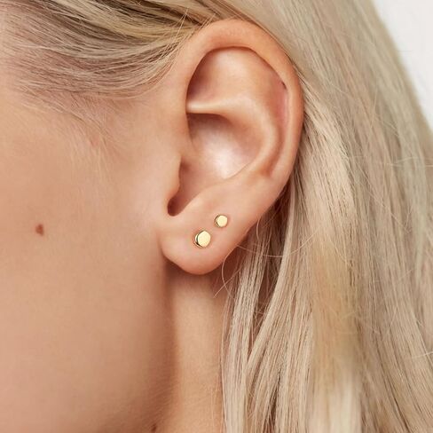 Ball Screw Back Earrings 925 Sterling Silver Studs Safety Ball Back Sleep-On Stud Earrings for Men Women Unisex Hypoallergenic, 3.6mm Circle, Gold in Kuwait