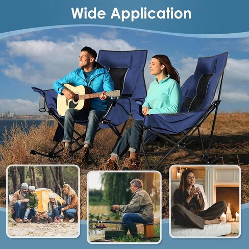 Suteck Heated Rocking Camping Chair, XL Oversized Rocking Chair Outdoor with 3 Heat Levels for Back and Seat, Heated Chairs Outdoor Sports for Patio Lawn Picnic Travel, Power Bank（Not Included） in Saudi Arabia