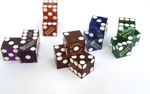 Las Vegas Style 6 Sided Dice Set - Casino Colored Dice Set Used As Craps Dice - Large 19mm for Dice Stacking - Set of 2 Vegas Casino Purple Polished in Saudi Arabia