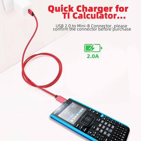 كابل شاحن طاقة USB صغير متوافق مع Texas Instruments TI-84 Plus CE، TI 84 Plus C Silver Edition، TI Nspire CX/TI Nspire CX CAS سلك شحن الآلة الحاسبة الرسومية 3.3FT أحمر in Saudi Arabia