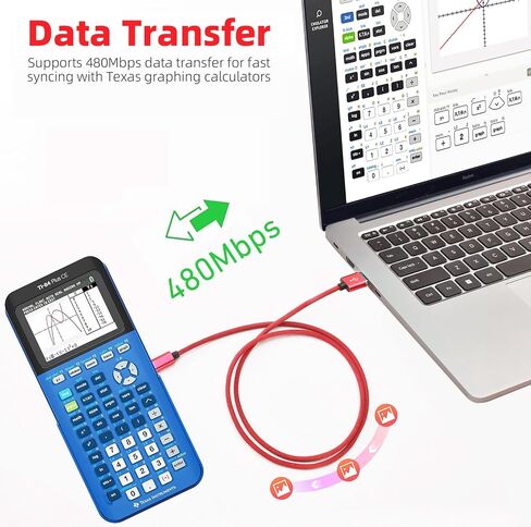 كابل شاحن طاقة USB صغير متوافق مع Texas Instruments TI-84 Plus CE، TI 84 Plus C Silver Edition، TI Nspire CX/TI Nspire CX CAS سلك شحن الآلة الحاسبة الرسومية 3.3FT أحمر in Saudi Arabia