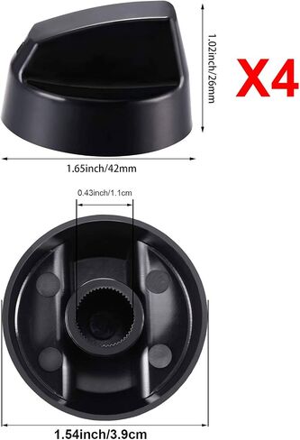 Jetec 4 Pack Plastic Control Knobs with 12 Adapters Universal Design for Oven/ Stove/ Range in Saudi Arabia