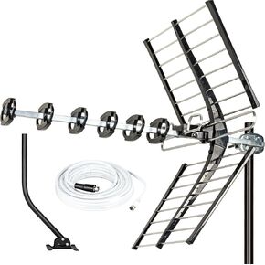 Five Star 2024 Newest 200 Miles Long Range High-Performance HDTV VHF UHF Outdoor Antenna with 27" mounting Pole Support ATSC 3.0 and 4K