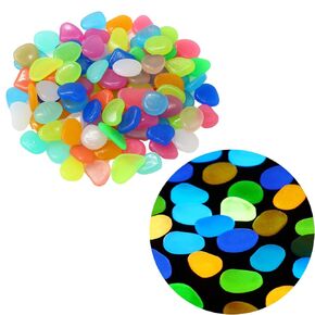 Glow in The Dark Rocks Stones/Luminous Pebbles 100 PCS, Light or Solar Charged, Indoor, Outdoor, Garden, Aquarium, Fish Tank, Planter (Rainbow / 100)