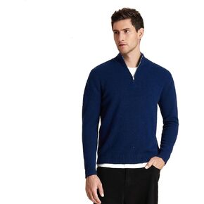 GreenMount Men's Quarter-Zip Sweater Cashmere Soft Long Sleeve Mock Neck Pullover Sweater Casual Sweater for Men