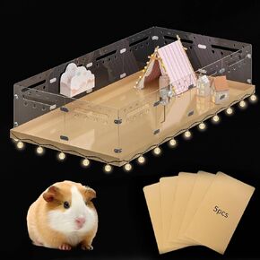 COZIWOW Acrylic Guinea Pig Cage, 4ft x 2ft DIY Extendable Large Habitat with 5PCS Easy-to-Clean Disposable Bottom, C&C Small Animal Cage for Hamster, Hedgehog Without Top