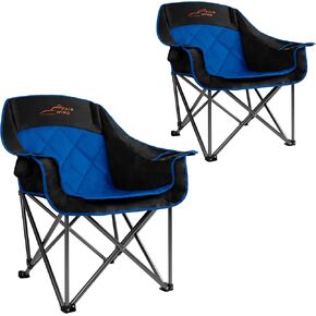 FAIR WIND Oversized Padded Camping Chair Heavy Duty Quad Fold Arm Chair Portable for Outdoor - Support 450LBS, Black