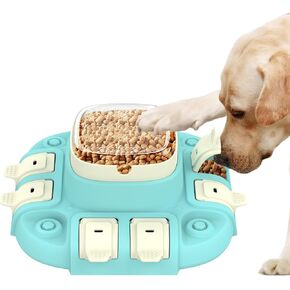 Dog Puzzle Toy 2 Levels, Puzzle Feeder Dog Toy Slow Feeder Dog Bowls with 8 Holes for IQ Trainning, Interactive Dog Toys Dog Enrichment Feeder for Smll Medium Large Breeds, Dishwasher Safe