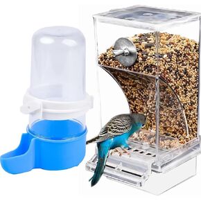 Automatic Bird Waterer Feeder Set,No Mess Bird Feeder,Parrot Feeder Cage Accessories,Transparent Food Container Cage Accessories for Small Birds