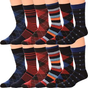Mens Dress Socks Colorful Argyle Socks 12 Pairs Cotton Patterned Fun Socks Debra Weitzner