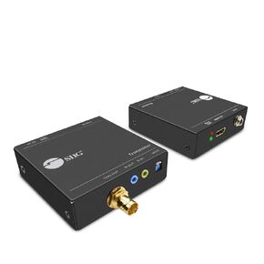 SIIG HDMI Extender Over a Coaxial Cable (RG59/RG6/RG7) with IR Remote Control- 120m (394ft),1080p 60Hz HDMI Over Coax Balun, Bi-Directional IR, EDID 7.1ch Audio,TAA Compliant (CE-H23S11-S1)