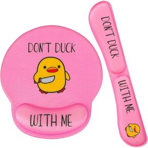 Funny Keyboard Wrist Rest, Ergonomic Mouse Pad Wrist Support and Keyboard Wrist Rest for Computer, Keyboard pad Mouse Pad Set for Easy Typing & Pain Relief for Office & Home (Pink)