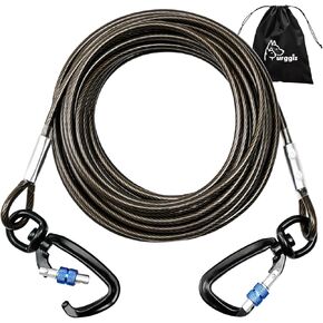Tie Out Cable for Dogs,10/15/20/30/50FT Cable,1000lbs Break Strength,Heavy Duty Dog Lead for Medium Large Dogs,Dog Runner for Yard or Camping Outdoor,Reflective