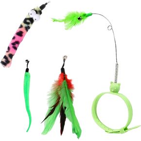Silicone Bell Feather Cat Collar Toy With 3 Funny Replacement Refill, Adjustable Bell Feather Collars Toys, Interactive Cats Toys For Indoor Kitten, Energy Cat Toy With Bell For Exercise (Pink)