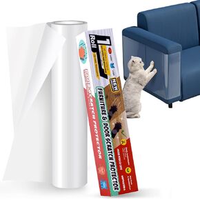 Anti Cat Scratch Furniture Protector - Thicken Vinyl 197"x12"Single-Sided Sticky Couch Protector from Cat Claws Plastic Cover Adhesive Clear Cat Scratch Deterrent for Furniture Door Walls