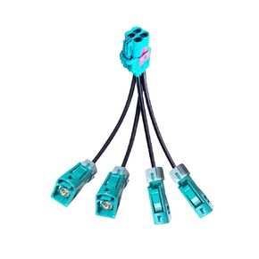 Mini-Fakra Z Waterproof Straight Plug Four Ports to Mini 4 in 1 Automotive Data Cable 50CM 4 in 1 Automotive Data Cables RG316 Female Z Coded MINI Fakra to Fakra Cable Compatible ROSENBERGER